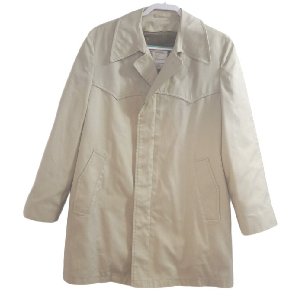 LONDON FOG Maincoats beige fleece lined trench coat Mens size 40 Reg made in USA